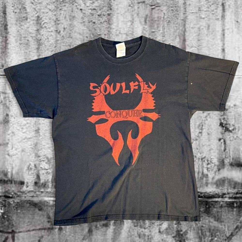 Soulfly Fall 2009 North American Tour T-Shirt Conquer Black Metal Band Tee Large